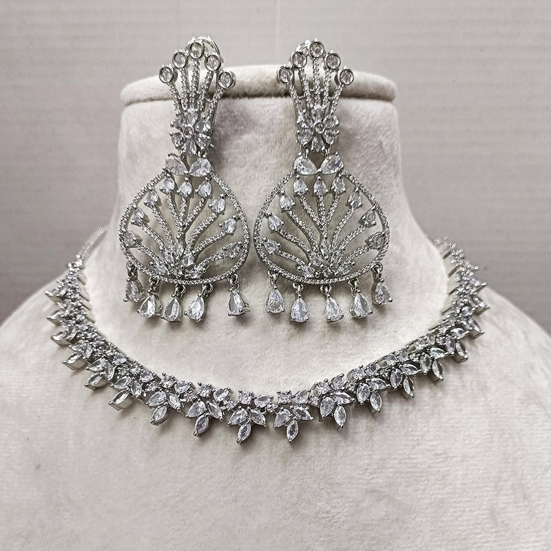 Exotica Collection American Diamond Silver Necklace Set