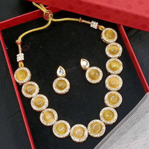 Exotica Collection American Diamond Yellow Necklace Set