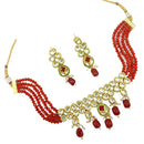 Darshana Jewels Gold Plated Kundan Stone And Pearl Choker Necklace Set