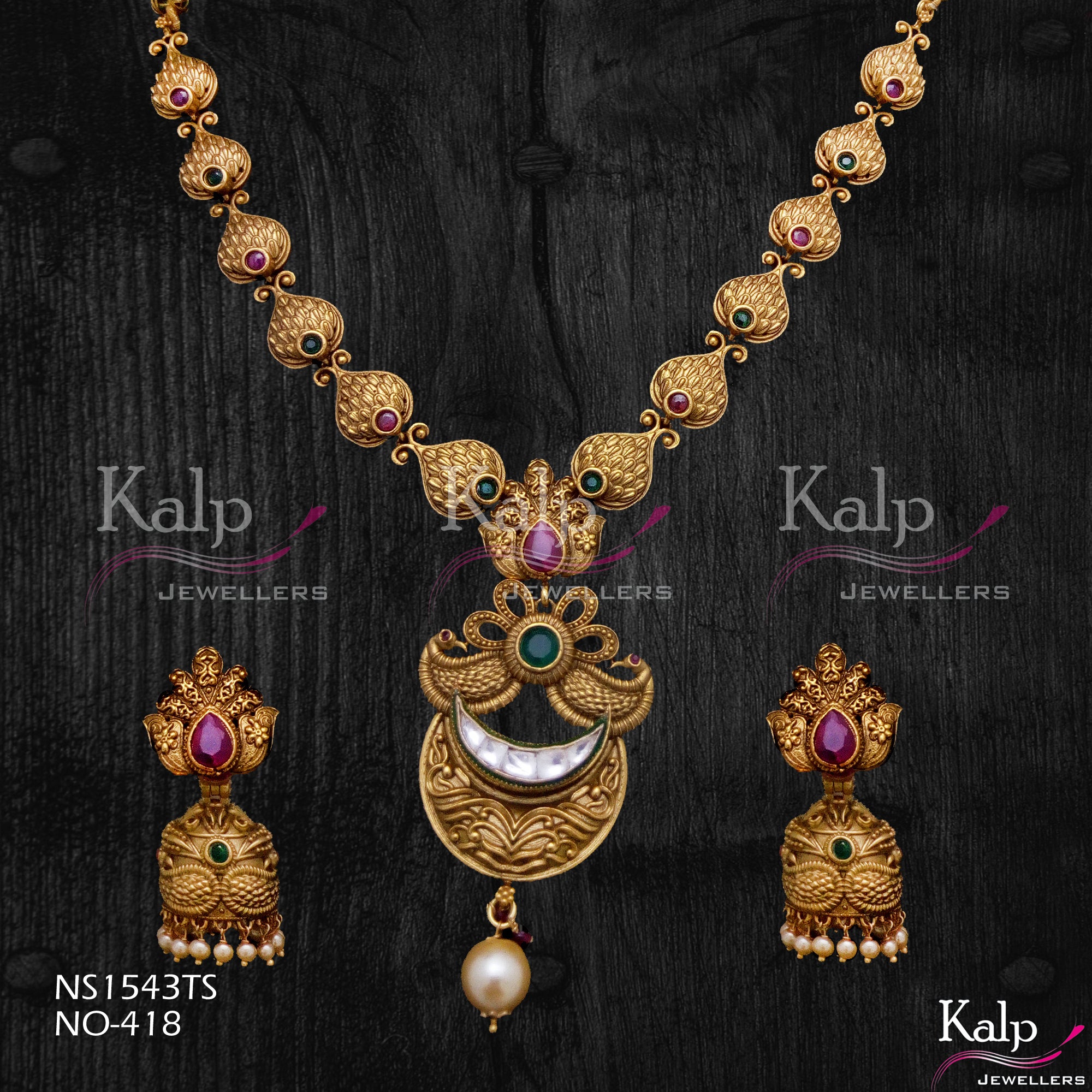 Kalp Jewellers Copper Gold Plated Necklace Set