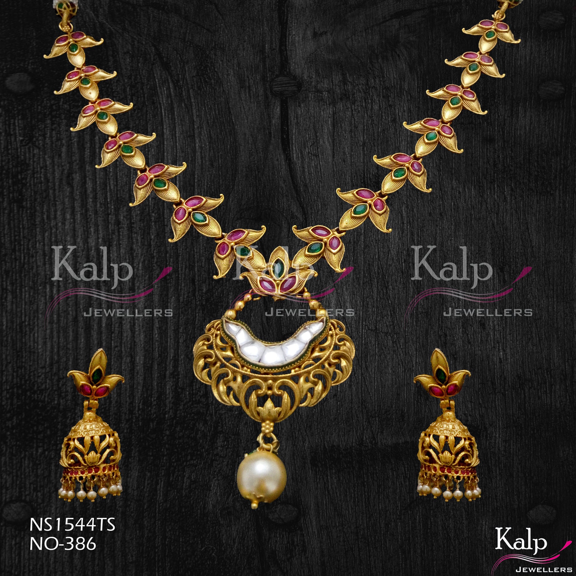 Kalp Jewellers Copper Gold Plated Necklace Set