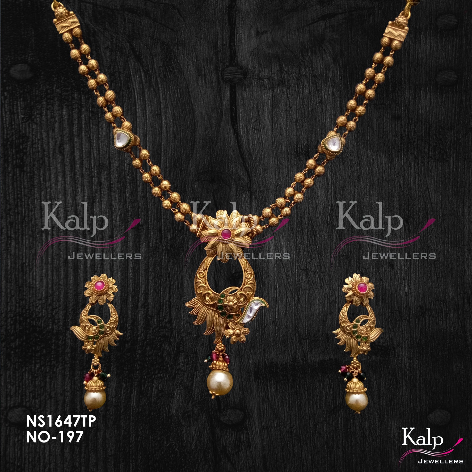 Kalp Jewellers Copper Gold Plated Necklace Set