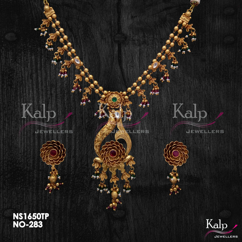 Kalp Jewellers Copper Gold Plated Necklace Set