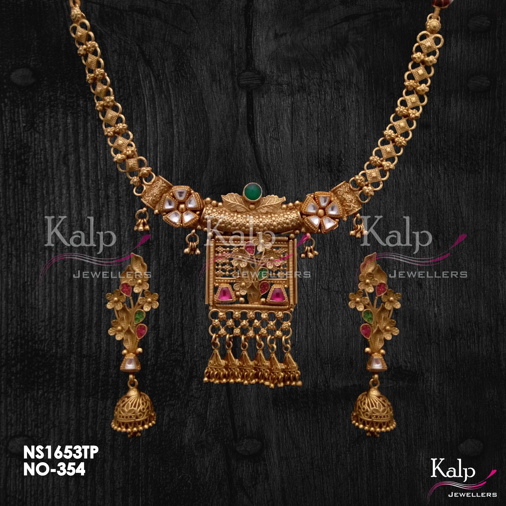 Kalp Jewellers Copper Gold Plated Necklace Set