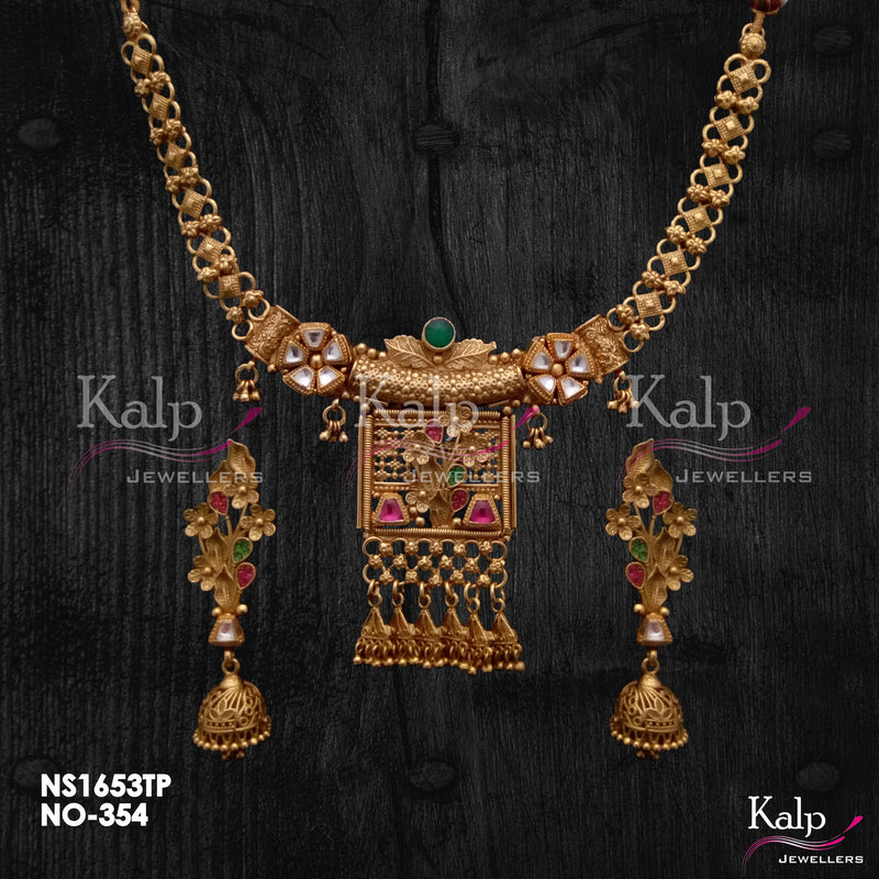 Kalp Jewellers Copper Gold Plated Necklace Set