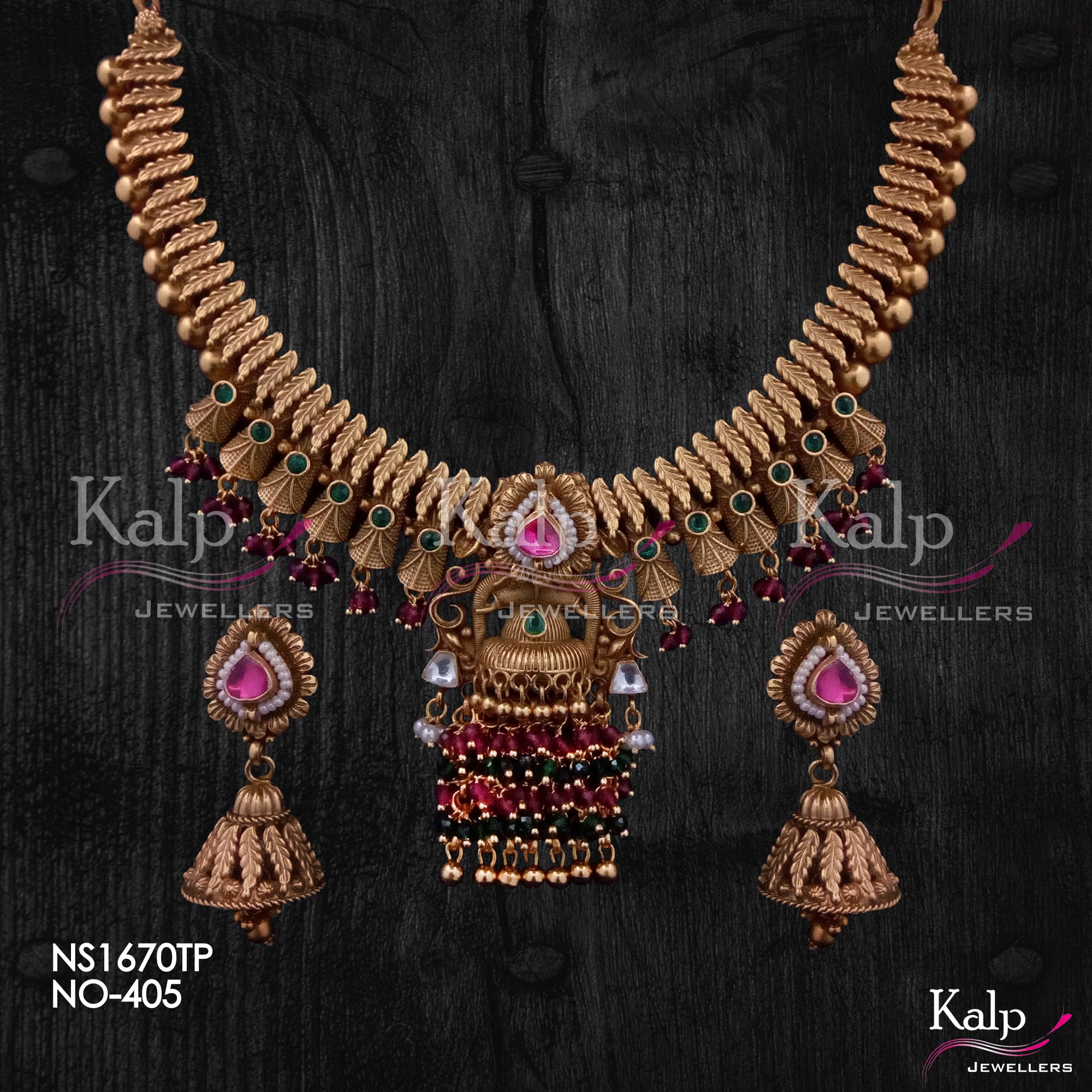 Kalp Jewellers Copper Gold Plated Necklace Set