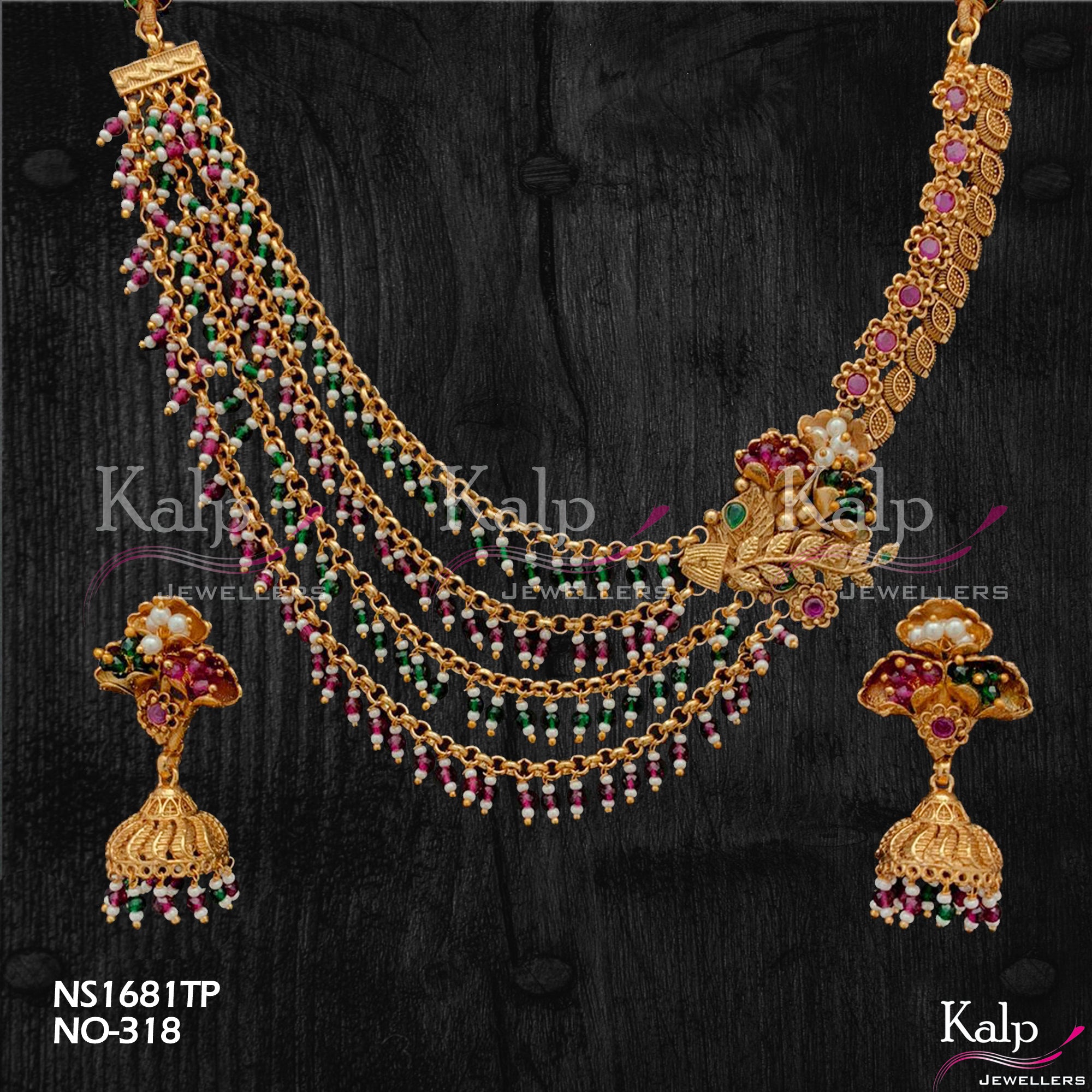 Kalp Jewellers Copper Gold Plated Necklace Set