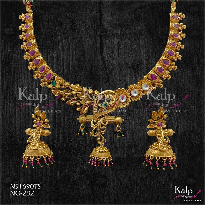 Kalp Jewellers Copper Gold Plated Necklace Set