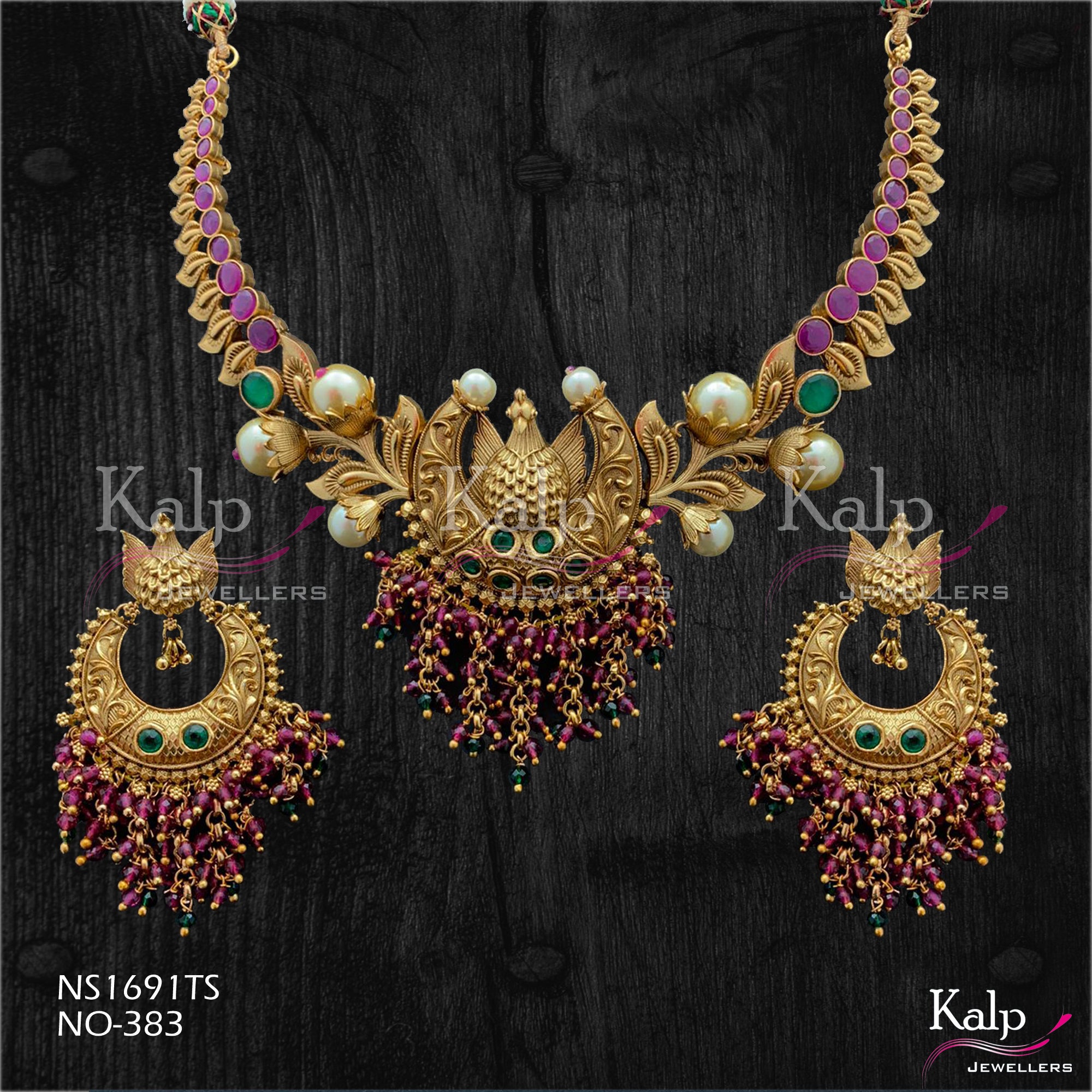 Kalp Jewellers Copper Gold Plated Necklace Set