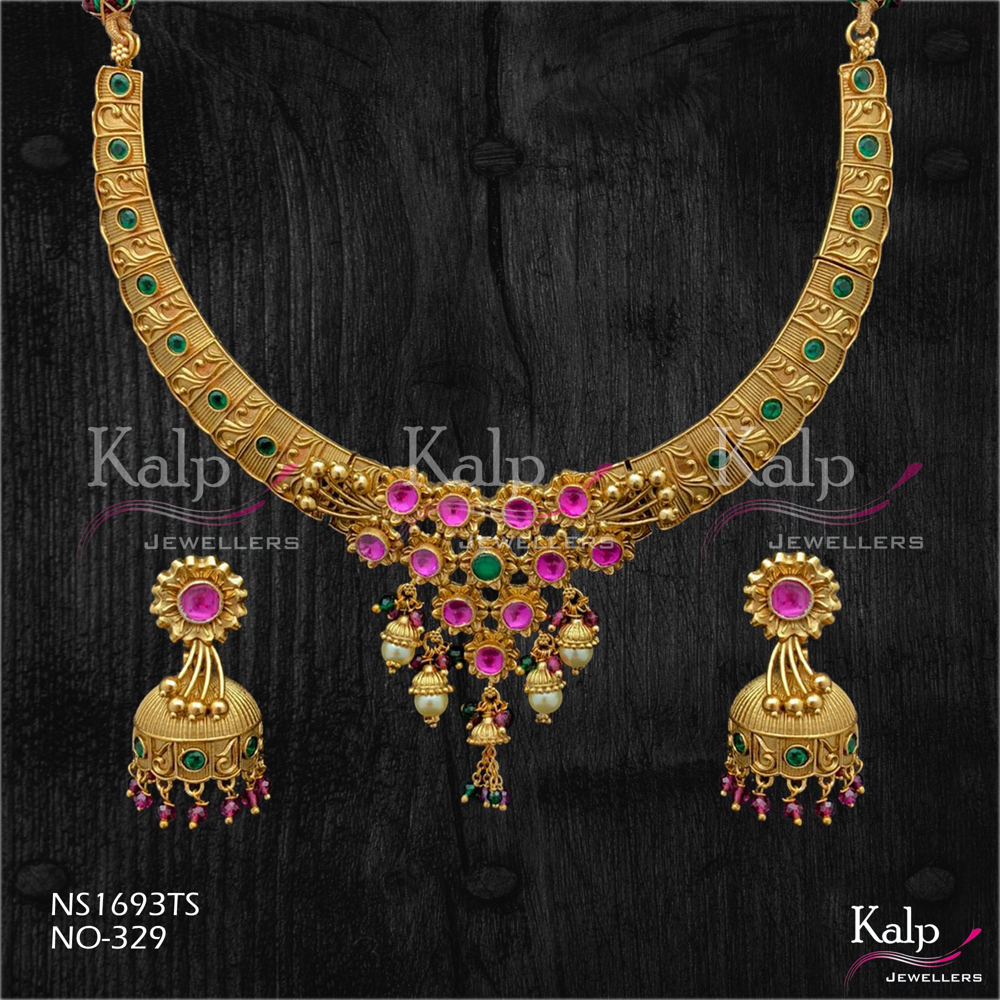 Kalp Jewellers Copper Gold Plated Necklace Set