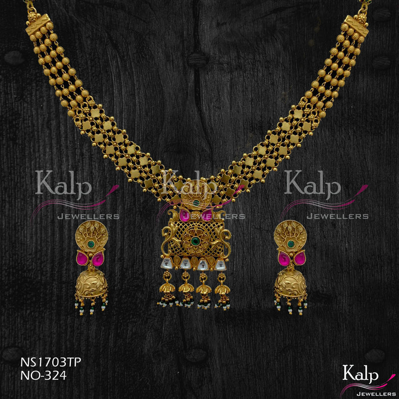 Kalp Jewellers Copper Gold Plated Necklace Set