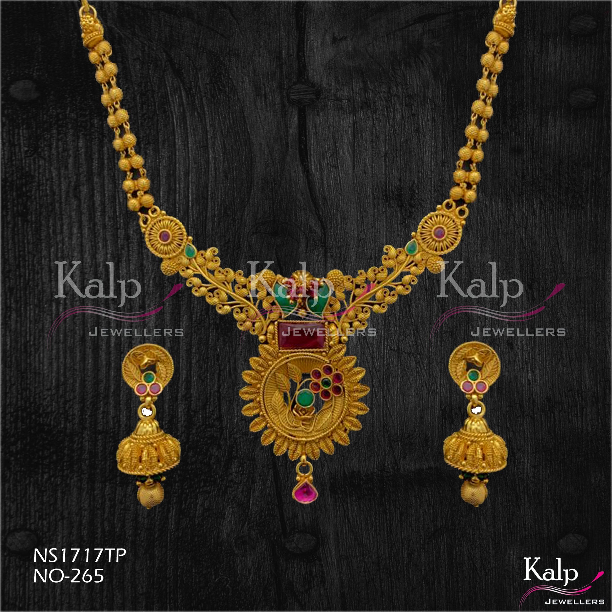 Kalp Jewellers Copper Gold Plated Necklace Set