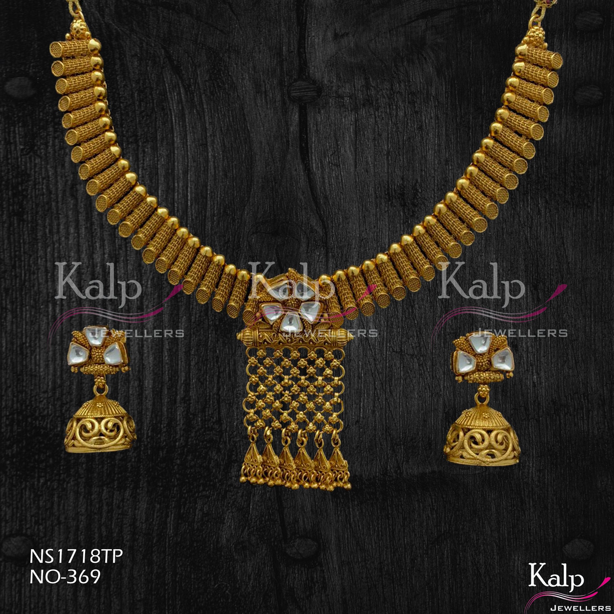 Kalp Jewellers Copper Gold Plated Necklace Set