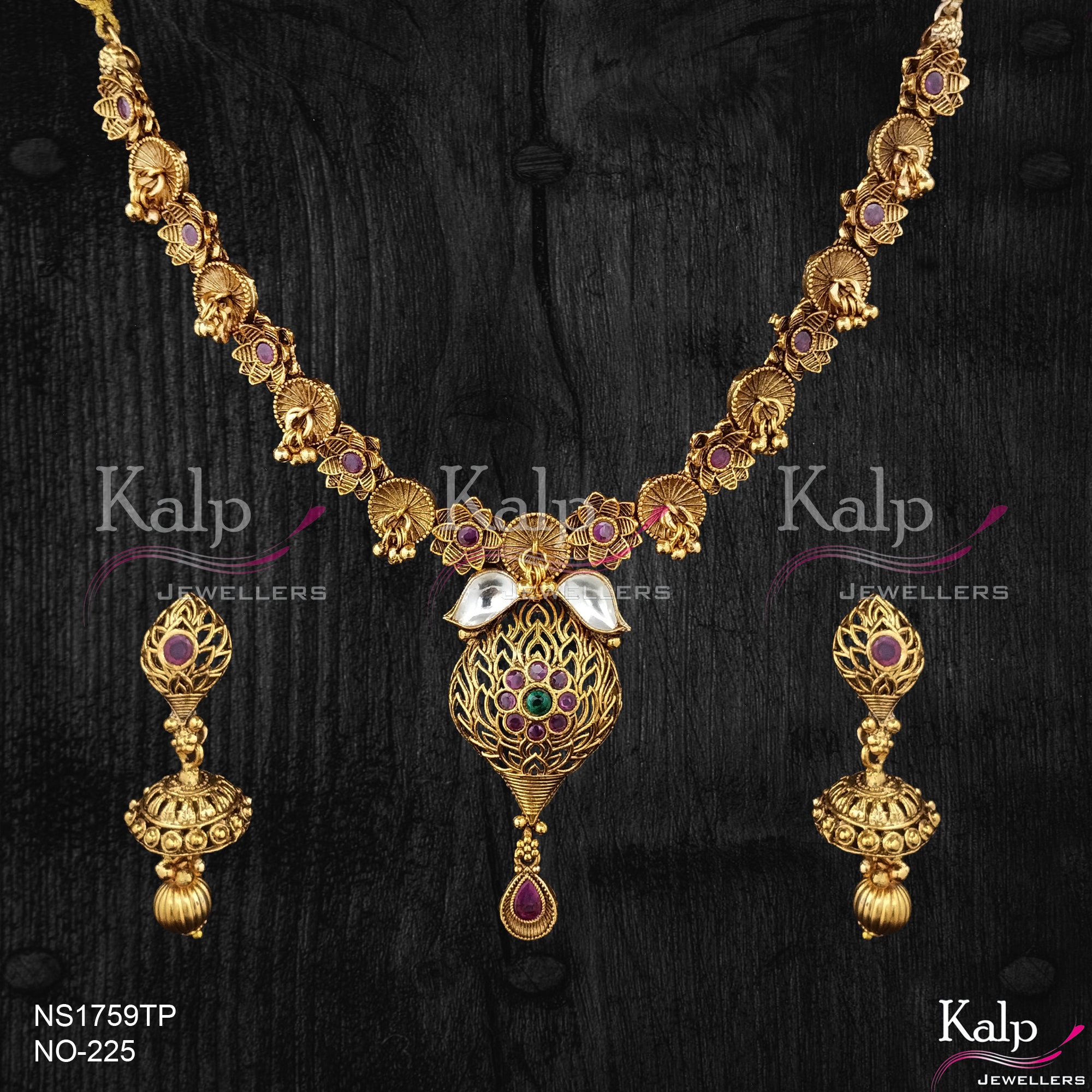 Kalp Jewellers Copper Gold Plated Necklace Set