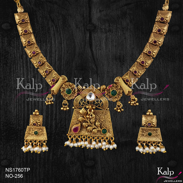 Kalp Jewellers Copper Gold Plated Necklace Set