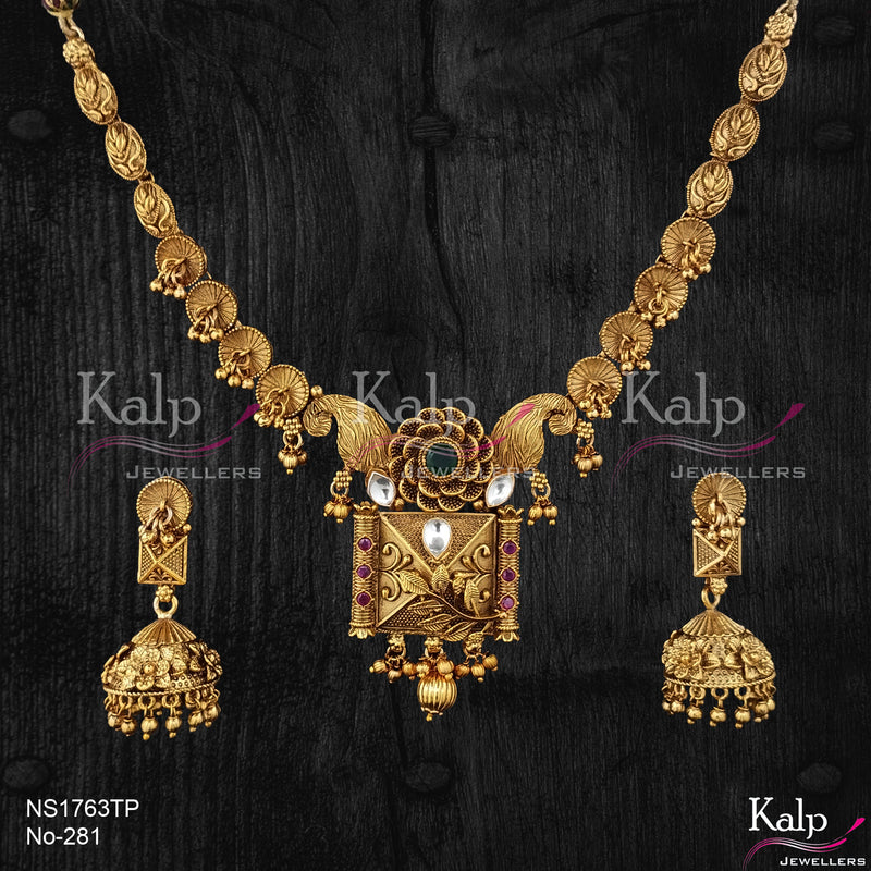 Kalp Jewellers Copper Gold Plated Necklace Set