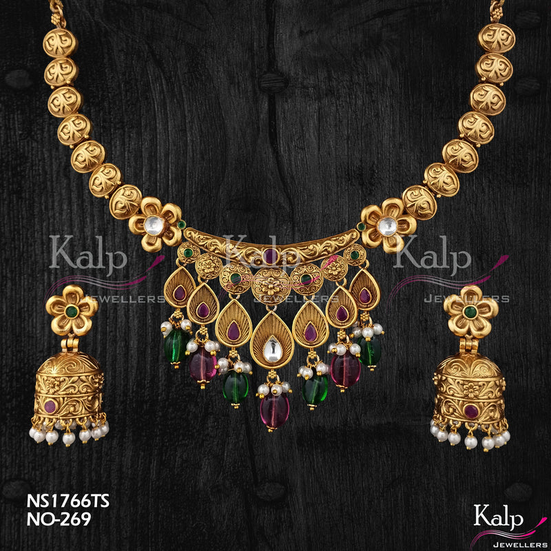 Kalp Jewellers Copper Gold Plated Necklace Set