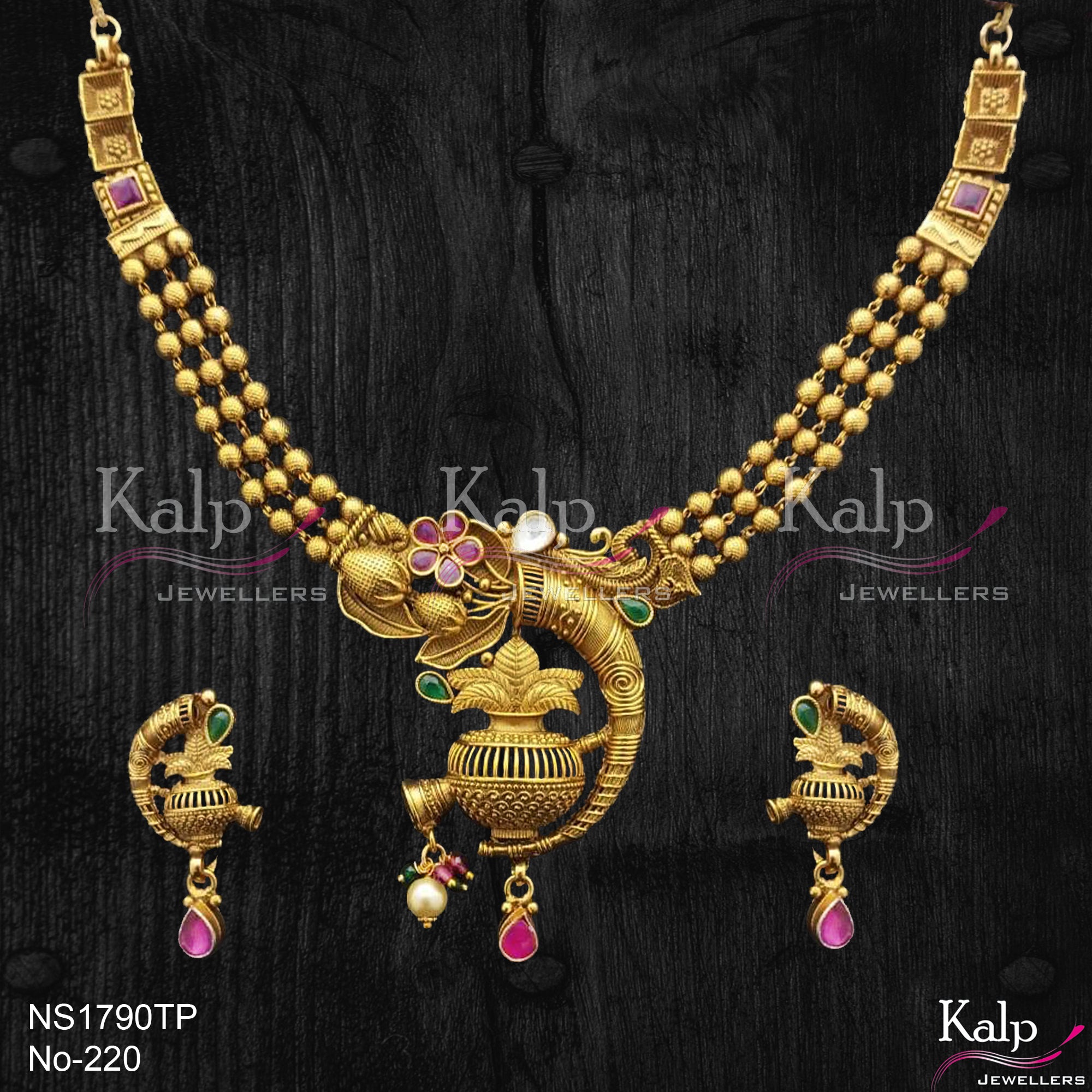 Kalp Jewellers Copper Gold Plated Necklace Set