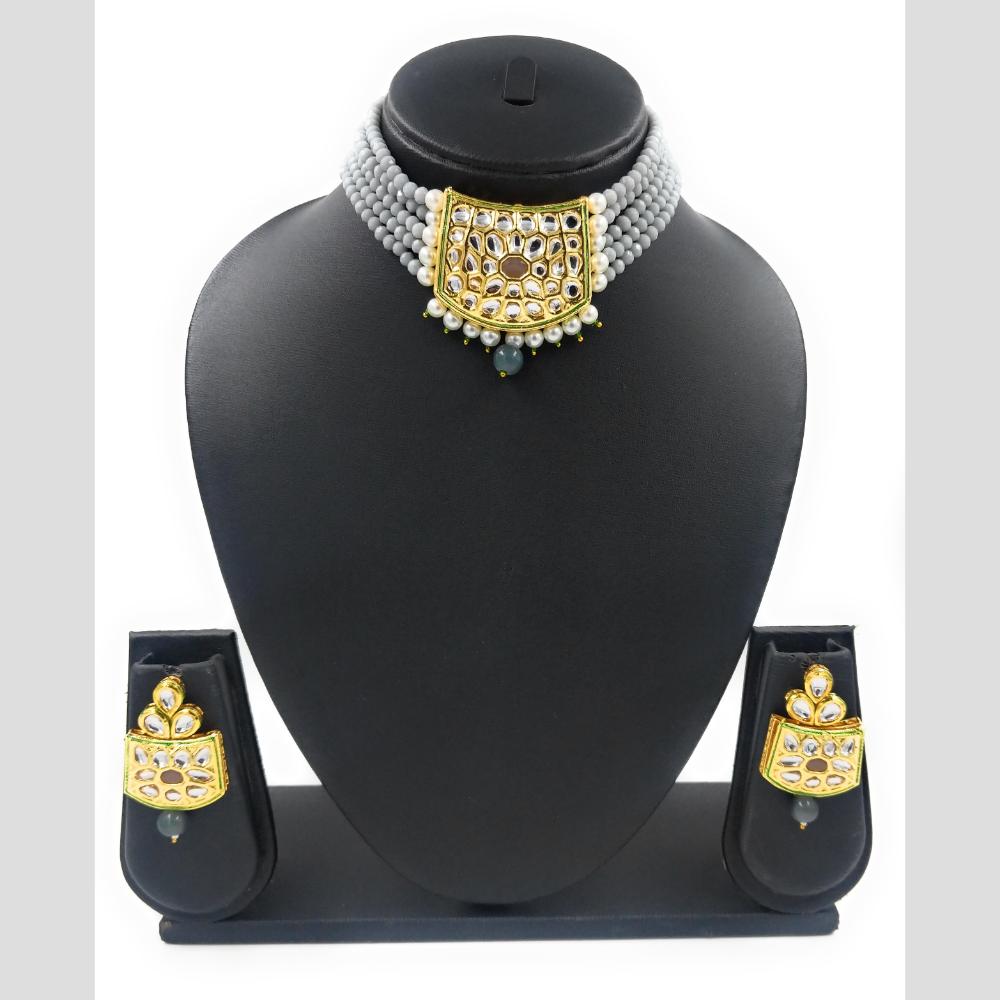Knigght angel  Gold Plated Kundan And Beads Necklace Set