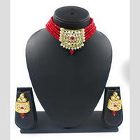 Knigght angel  Gold Plated Kundan And Beads Necklace Set