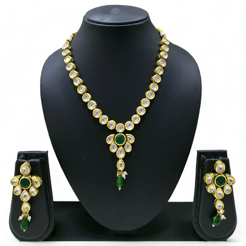 Knigght Angel Jewels Gold Plated Kundan Necklace Set