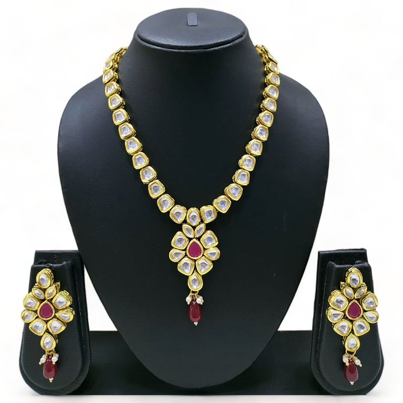 Knigght Angel Jewels Gold Plated Kundan Necklace Set