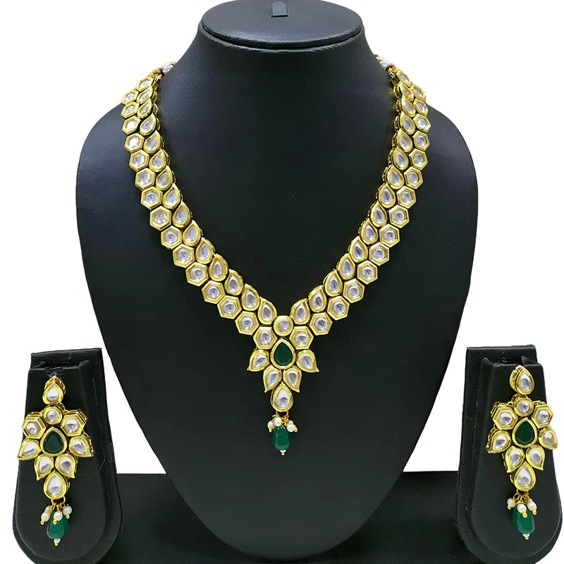 Gehana Mahal Gold Plated Kundan Necklace Set