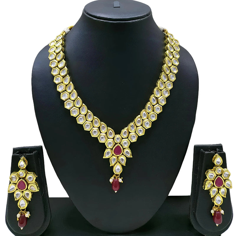 Gehana Mahal Gold Plated Kundan Necklace Set