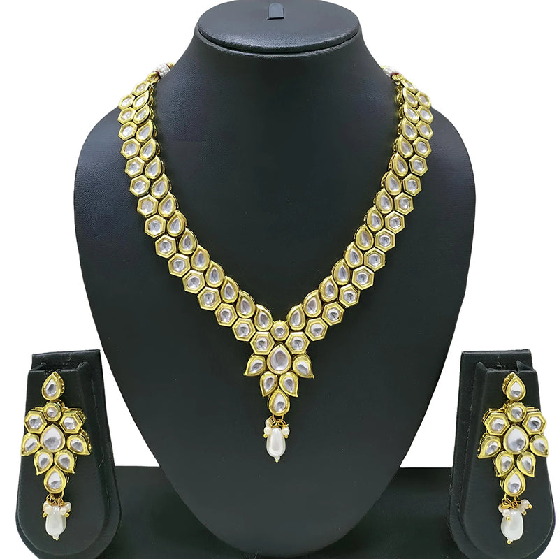 Gehana Mahal Gold Plated Kundan Necklace Set