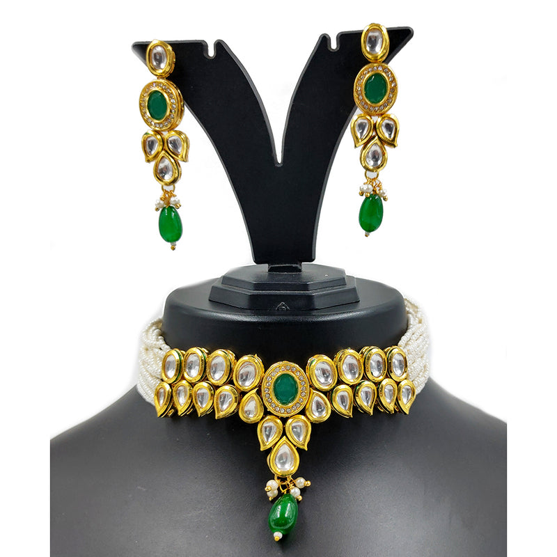 Gehana Mahal Gold Plated Kundan Choker Necklace Set