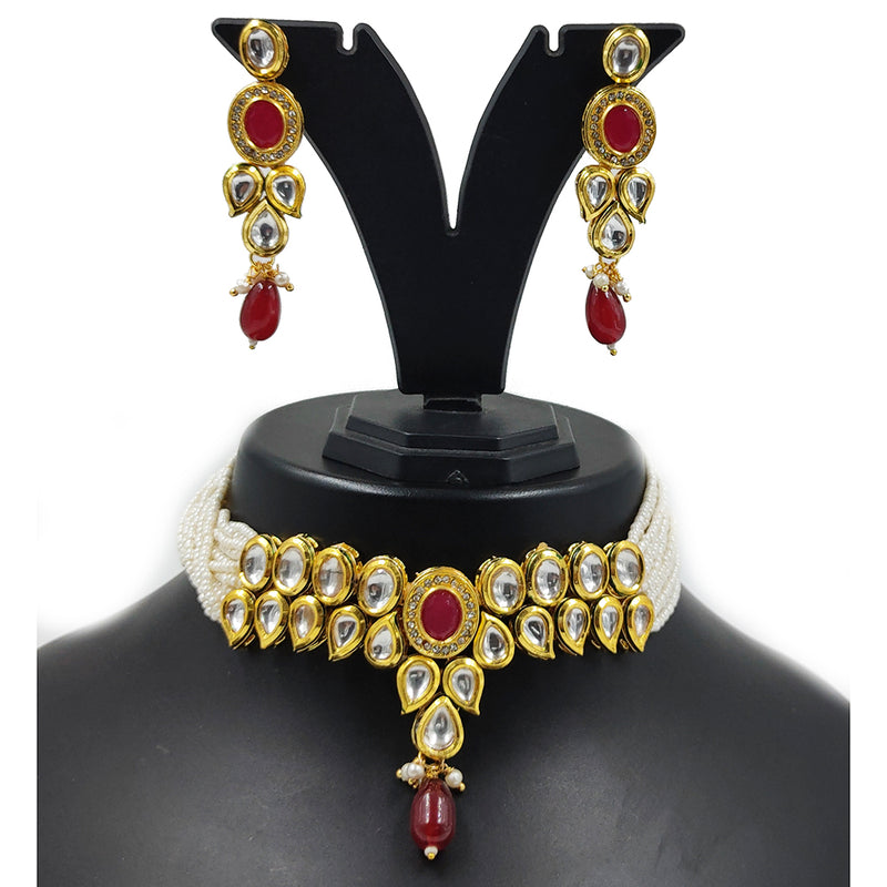 Gehana Mahal Gold Plated Kundan Choker Necklace Set