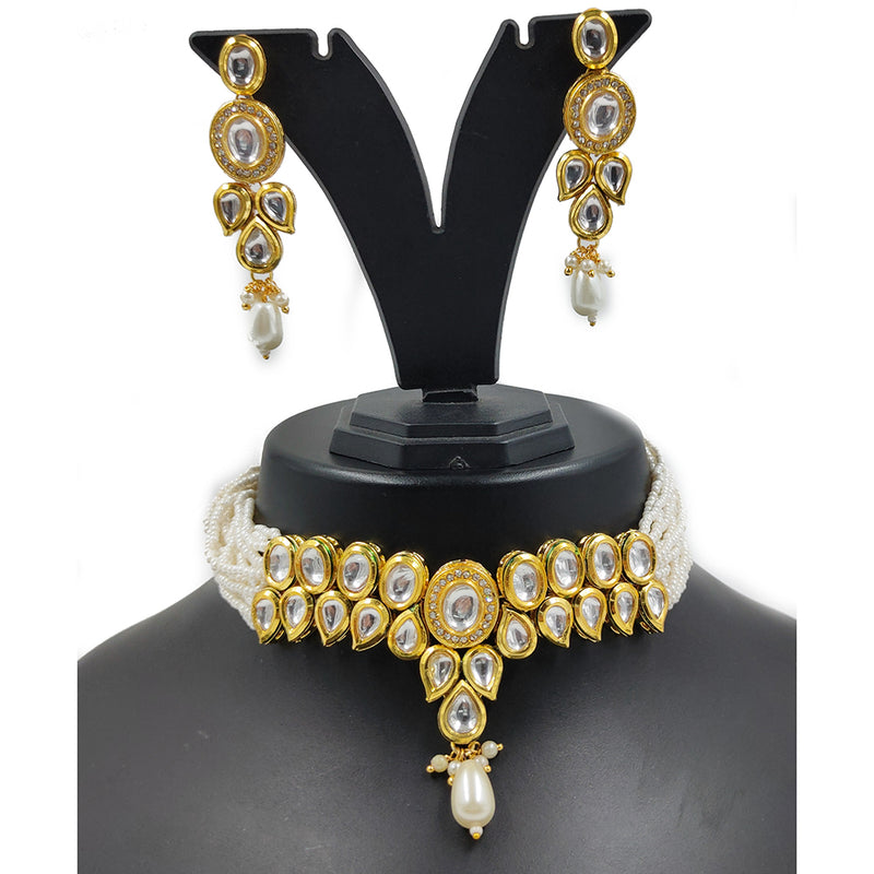 Gehana Mahal Gold Plated Kundan Choker Necklace Set