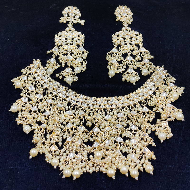 Knigght Angel Jewels Gold Plated Kundan And Pearl Necklace Set