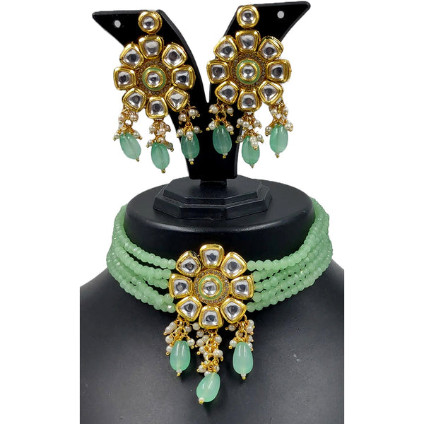 Knigght Angel Jewels Gold Plated Kundan Choker Necklace Set