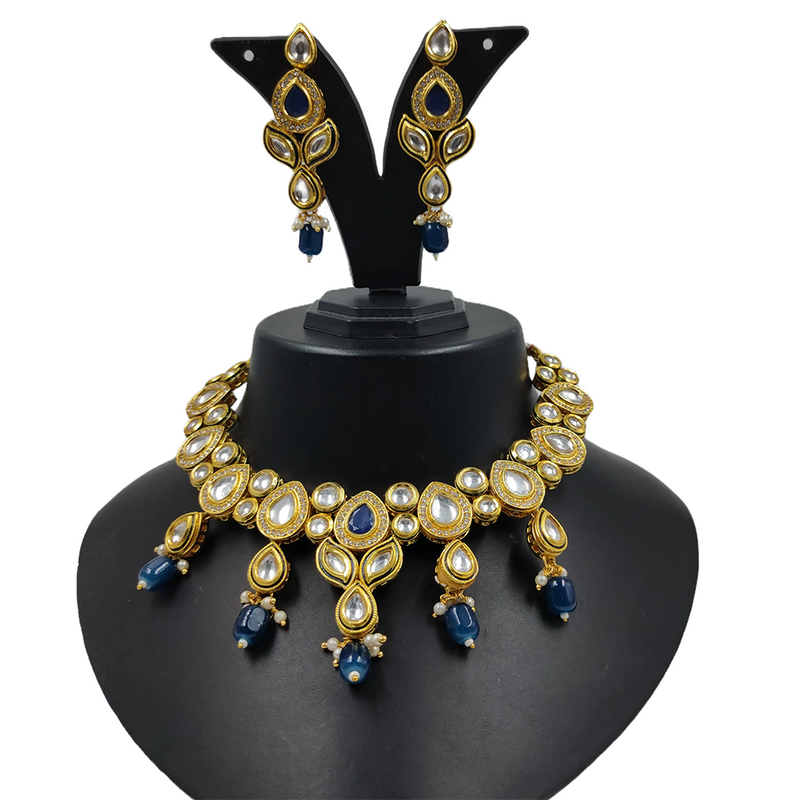 Knigght Angel Jewels Gold Plated Kundan Necklace Set