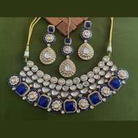 Arham Premium Gold Plated Designer Heavy Polki Kundan And Meenakari Choker Necklace Set