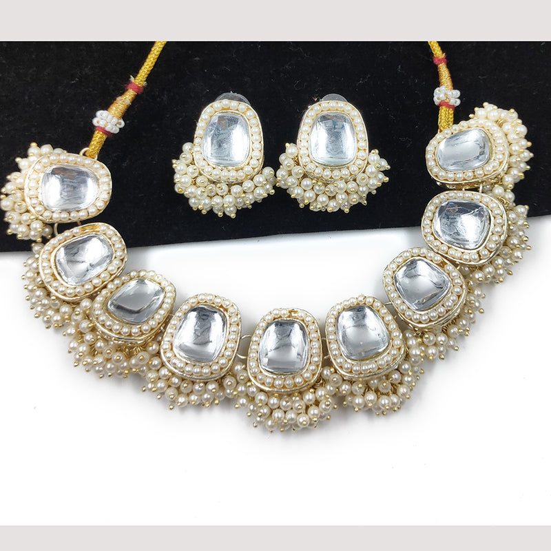 Knigght Angel Jewels Gold Plated Kundan And Pearl Necklace Set