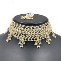 Gehana Mahal Gold Plated Pearl Choker Necklace Set