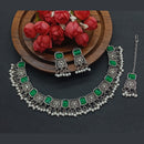 Gehana Mahal Oxidised Plated Crystal Stone Choker Necklace Set