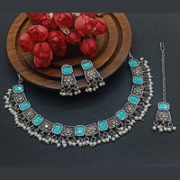 Gehana Mahal Oxidised Plated Crystal Stone Choker Necklace Set