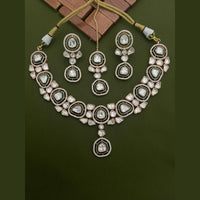 Arham Premium Gold Plated Designer Heavy Polki Kundan And Meenakari Necklace Set