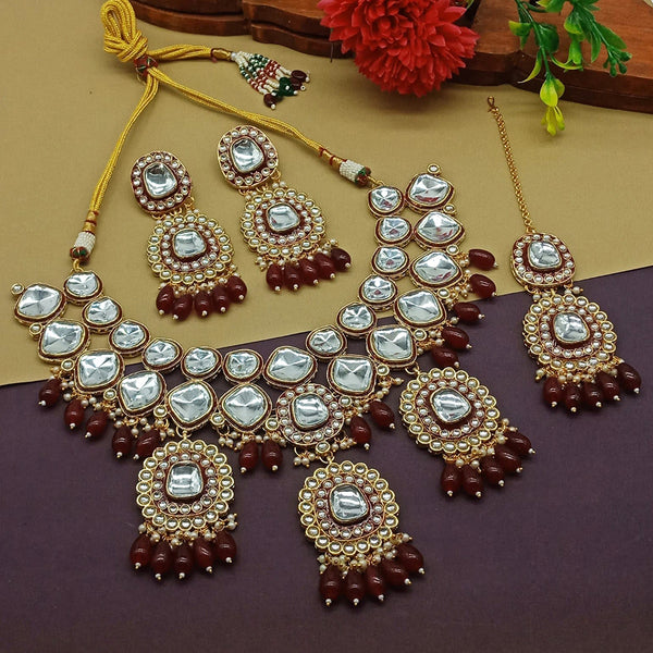 Gehana Mahal Gold Plated Kundan Stone Necklace Set