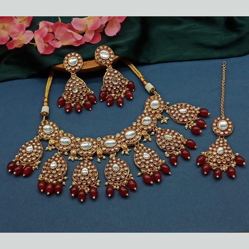 Gehana Mahal Gold Plated Kundan Stone Choker Necklace Set