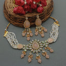 Gehana Mahal Gold Plated Crystal Stone And Pearls Choker Necklace Set