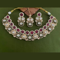 Arham Premium Gold Plated Designer Heavy Polki Kundan And Meenakari Necklace Set