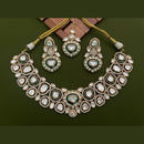 Arham Premium Gold Plated Designer Heavy Polki Kundan And Meenakari Necklace Set