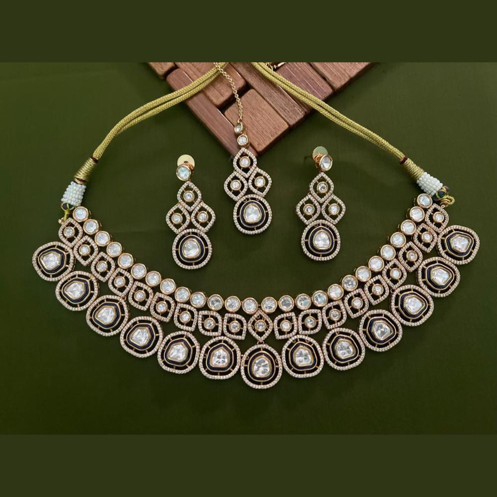 Arham Premium Gold Plated Designer Heavy Polki Kundan And Meenakari Necklace Set