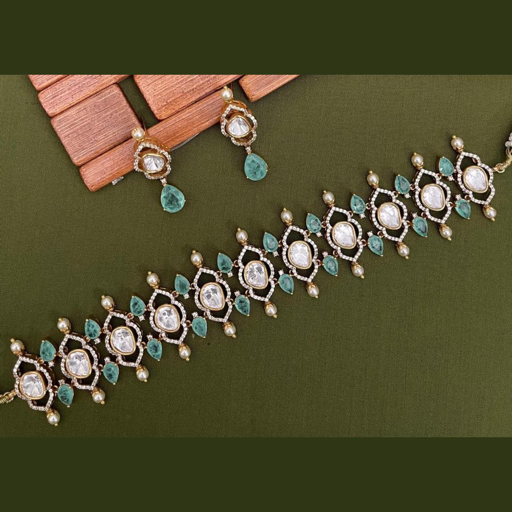 Arham Premium Gold Plated Designer Heavy Polki Kundan Choker Necklace Set