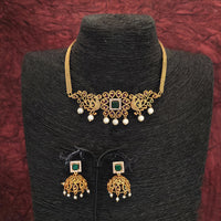 Js Fashion  Designer Beautiful Matte Gold Polish Antique Design Party wear Fancy Stylish Neckalce Set