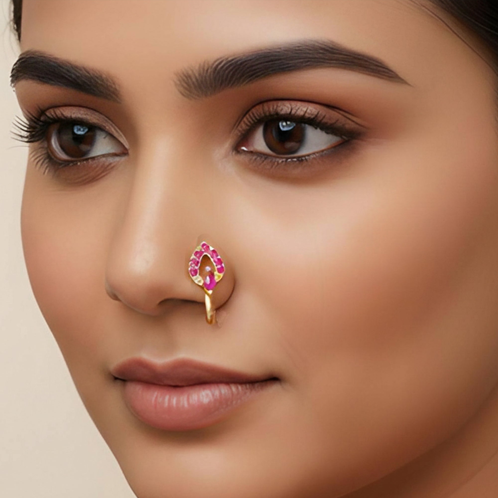 Js Fashion High Gold Traditional Flower Nath Nose Ring